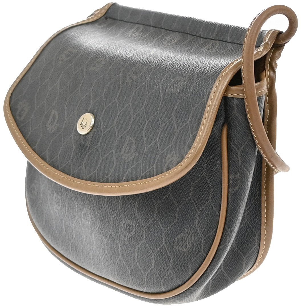 Dior Christian Dior Vintage Honeycomb Canvas and Leather Zwart