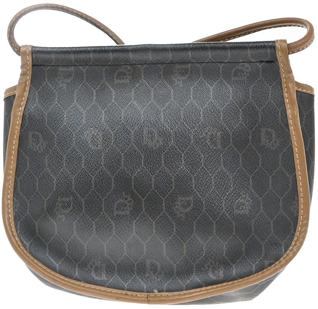 Dior Christian Dior Vintage Honeycomb Canvas and Leather Zwart