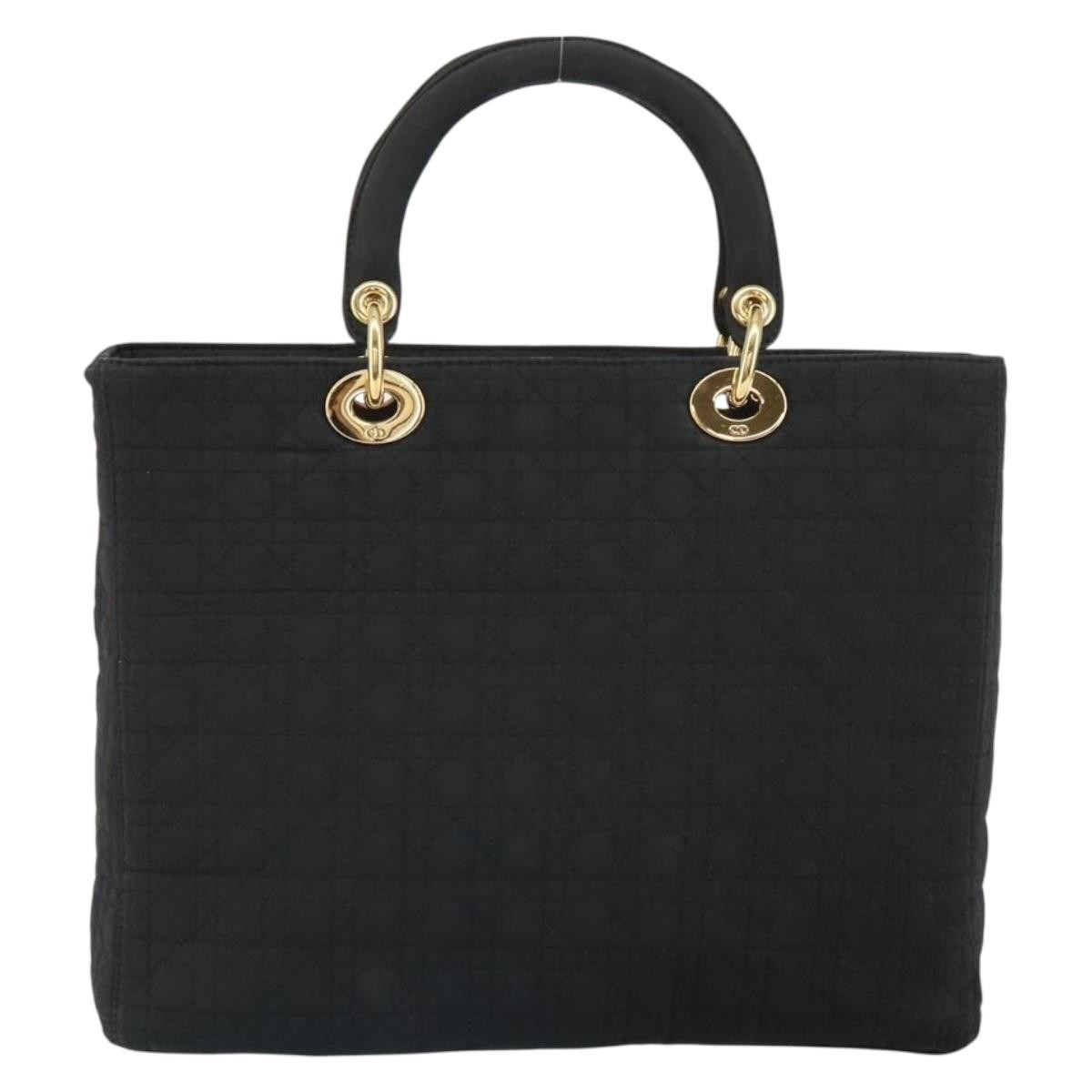 Dior Christian Dior Vintage Lady Dior Bag Cannage Quilt Nylon Medium Zwart