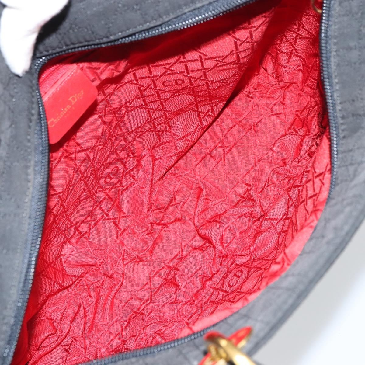 Dior Christian Dior Vintage Lady Dior Bag Cannage Quilt Nylon Medium Zwart