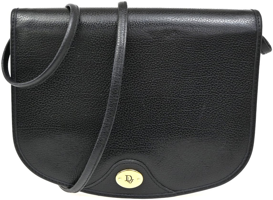 Dior Christian Dior Vintage Honeycomb Flap Crossbody Bag Canvas and Leather Zwart