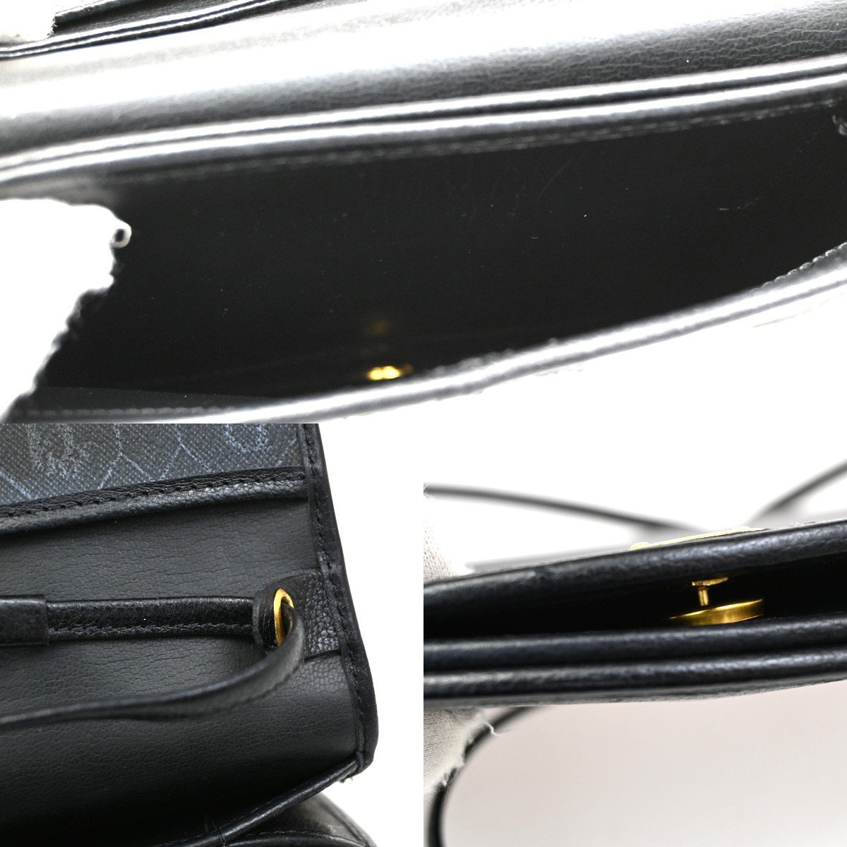 Dior Christian Dior Vintage Honeycomb Flap Crossbody Bag Canvas and Leather Zwart