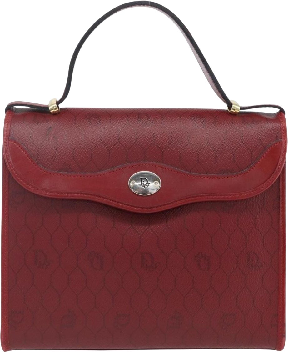 Dior Christian Dior Vintage Honeycomb Flap Canvas and Leather Rood
