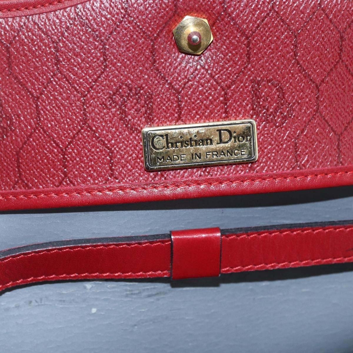 Dior Christian Dior Vintage Honeycomb Flap Canvas and Leather Rood