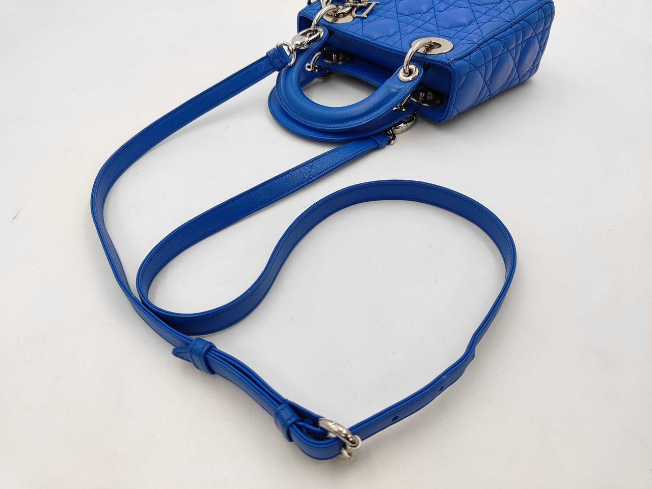 Dior Christian Dior Vintage Lady Dior Cannage Quilt Lambskin mini Blauw