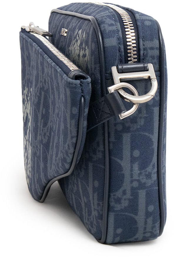 Dior Christian Dior Saddle Tripple Pouch Oblique Canvas Zwart