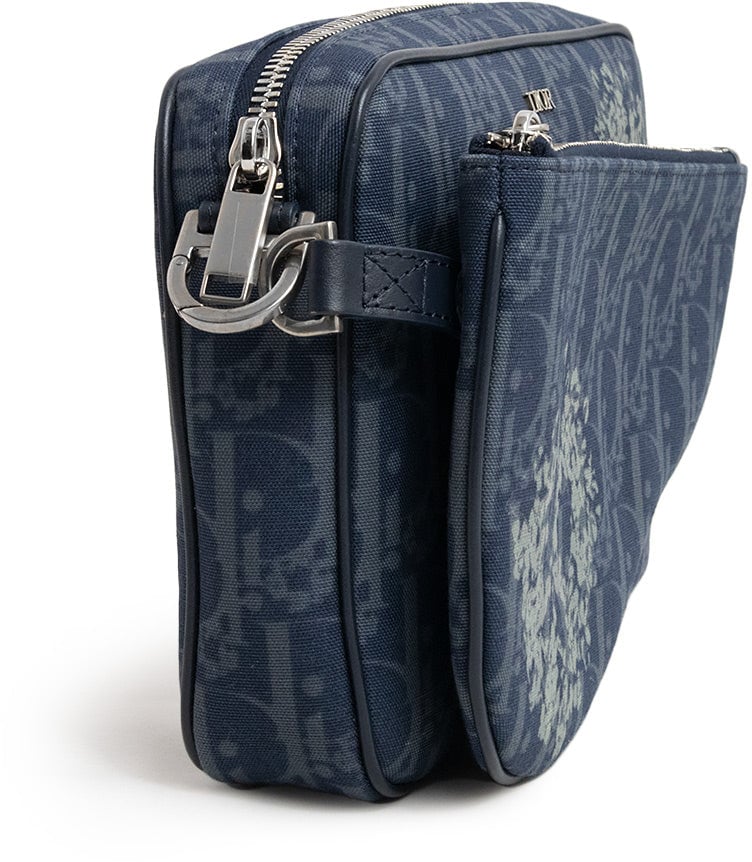 Dior Christian Dior Saddle Tripple Pouch Oblique Canvas Zwart