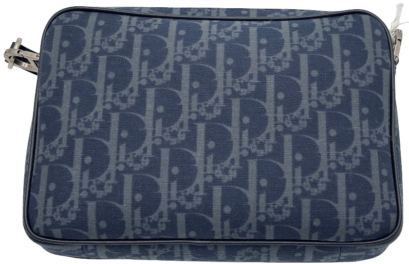 Dior Christian Dior Saddle Handbag with Strap Studded Leather Medium Blauw