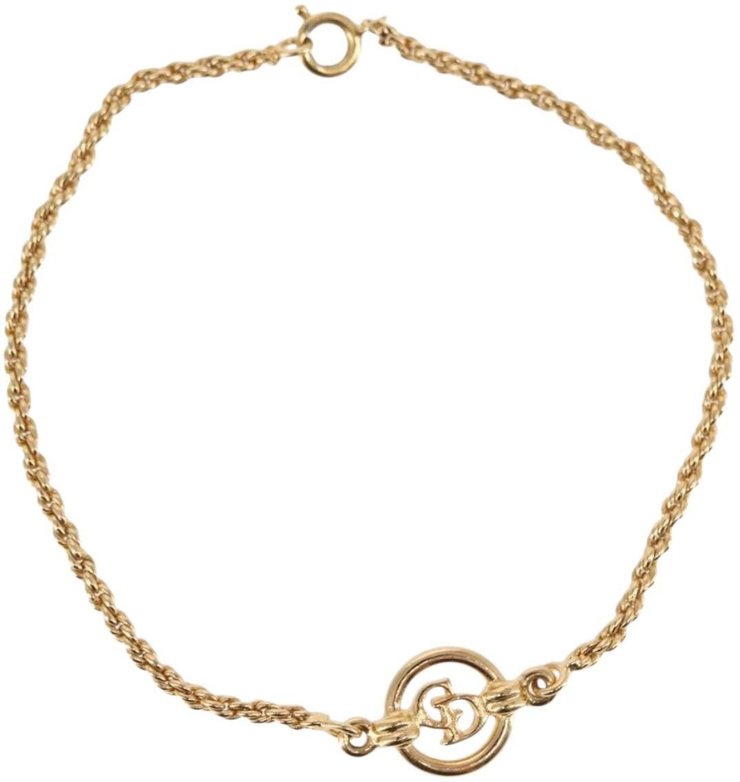 Dior Christian Dior Vintage Logo Bracelet Metal Goud