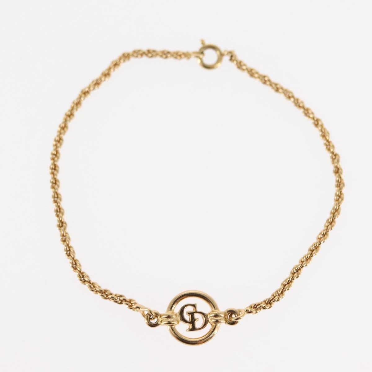 Dior Christian Dior Vintage Logo Bracelet Metal Goud