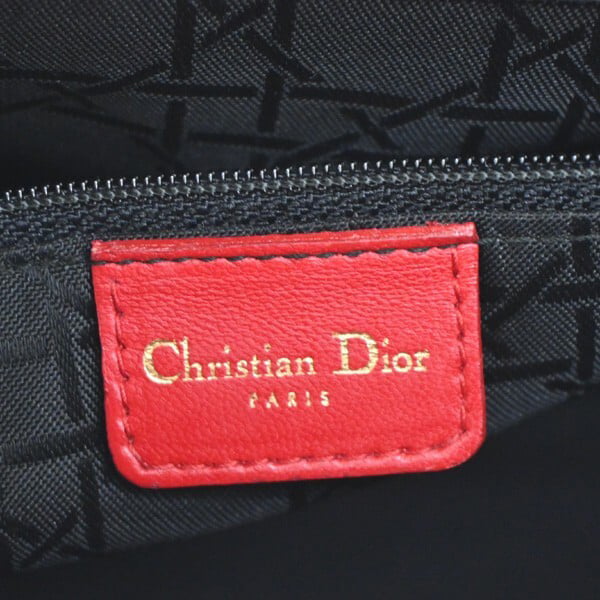 Dior Christian Dior Vintage Lady Dior Bag Cannage Quilt Lambskin Medium Rood