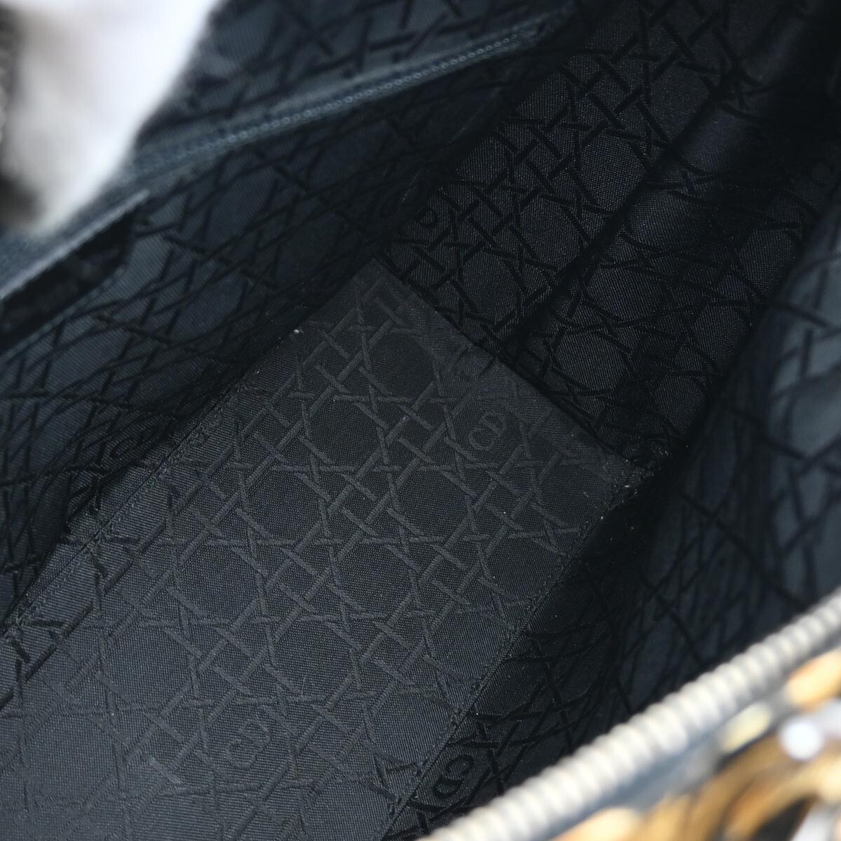 Dior Christian Dior Vintage Lady Dior Bag Printed Canvas Large Geel