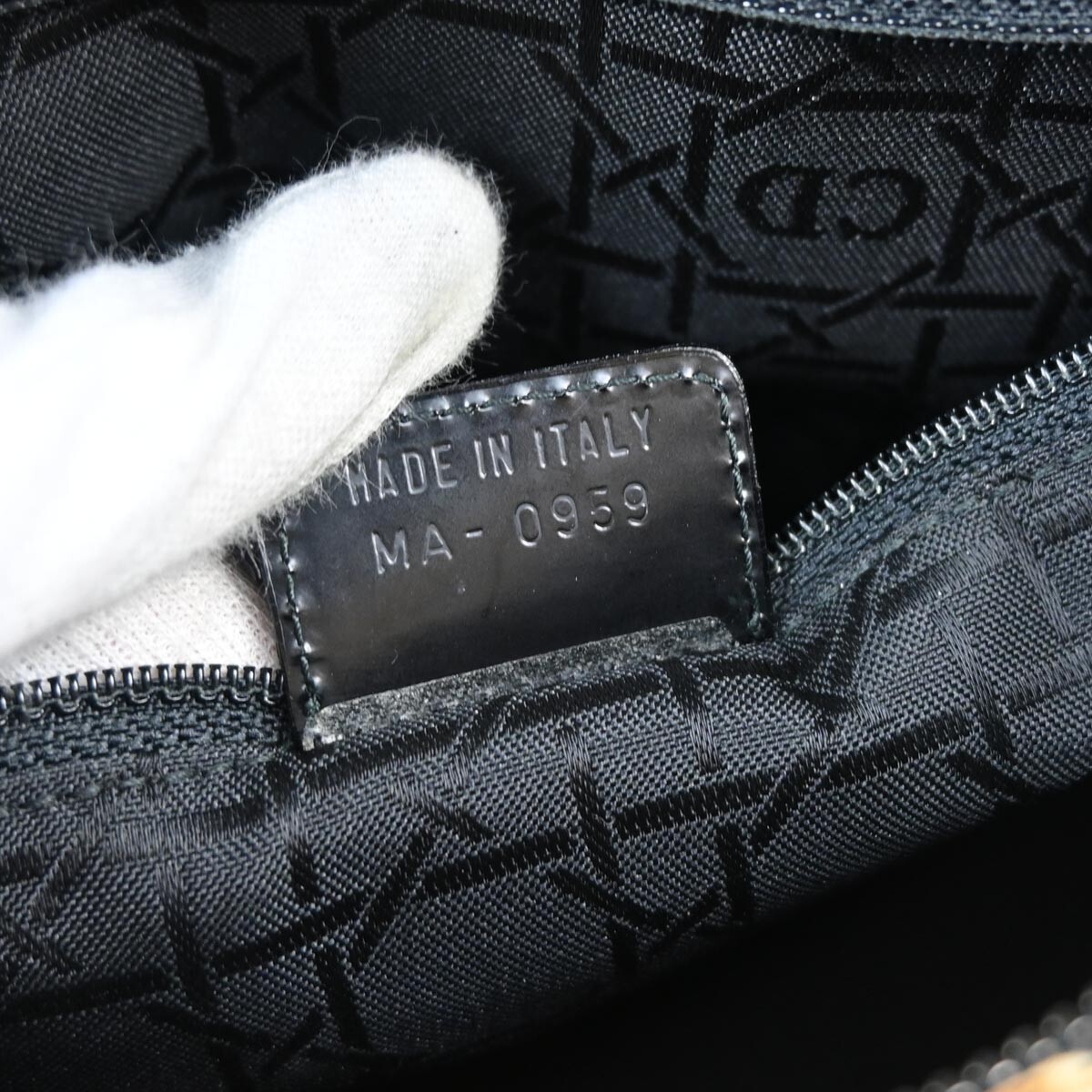 Dior Christian Dior Vintage Lady Dior Bag Printed Canvas Large Geel