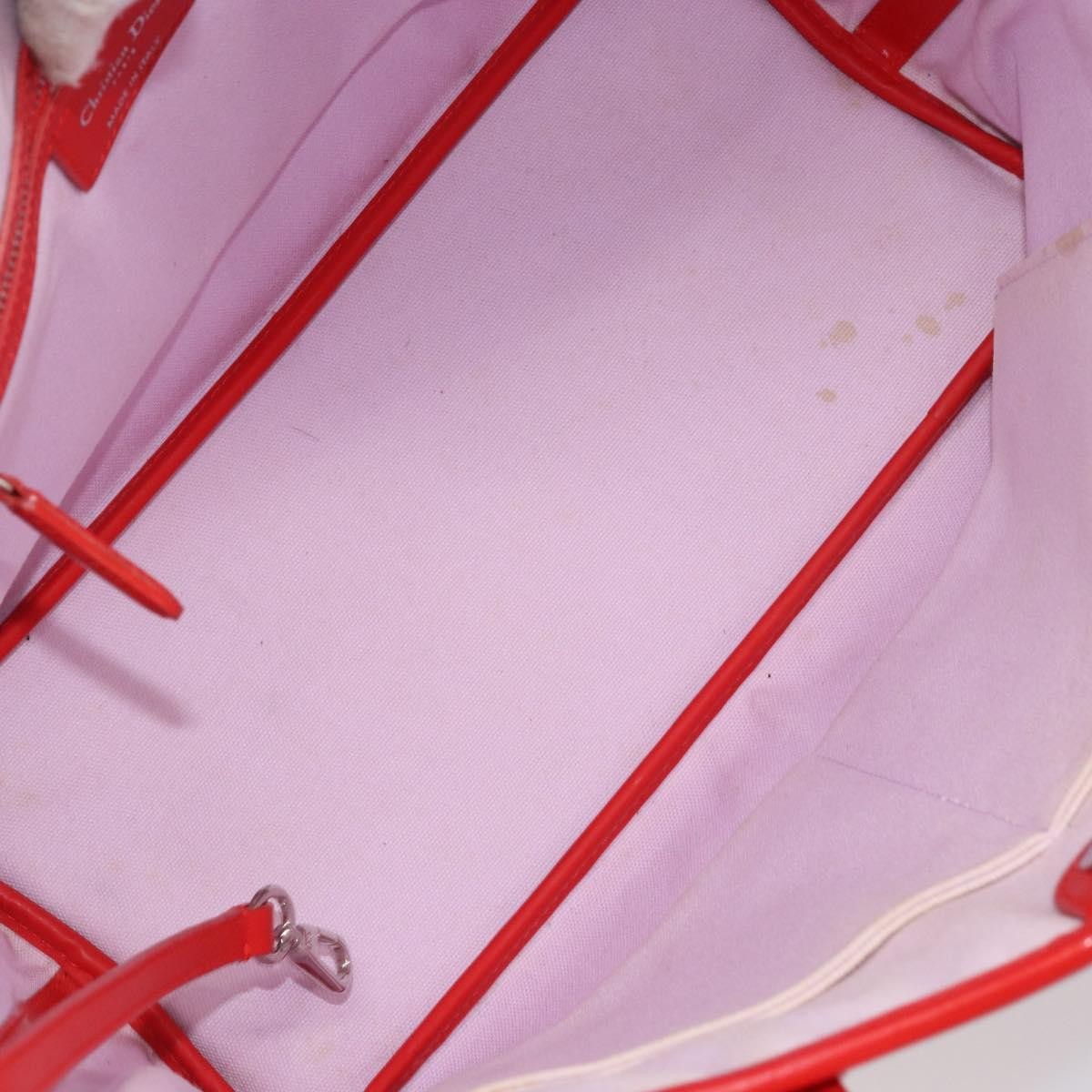 Dior Christian Dior Panarea Tote Printed Cannage Quilt Canvas Small Rood