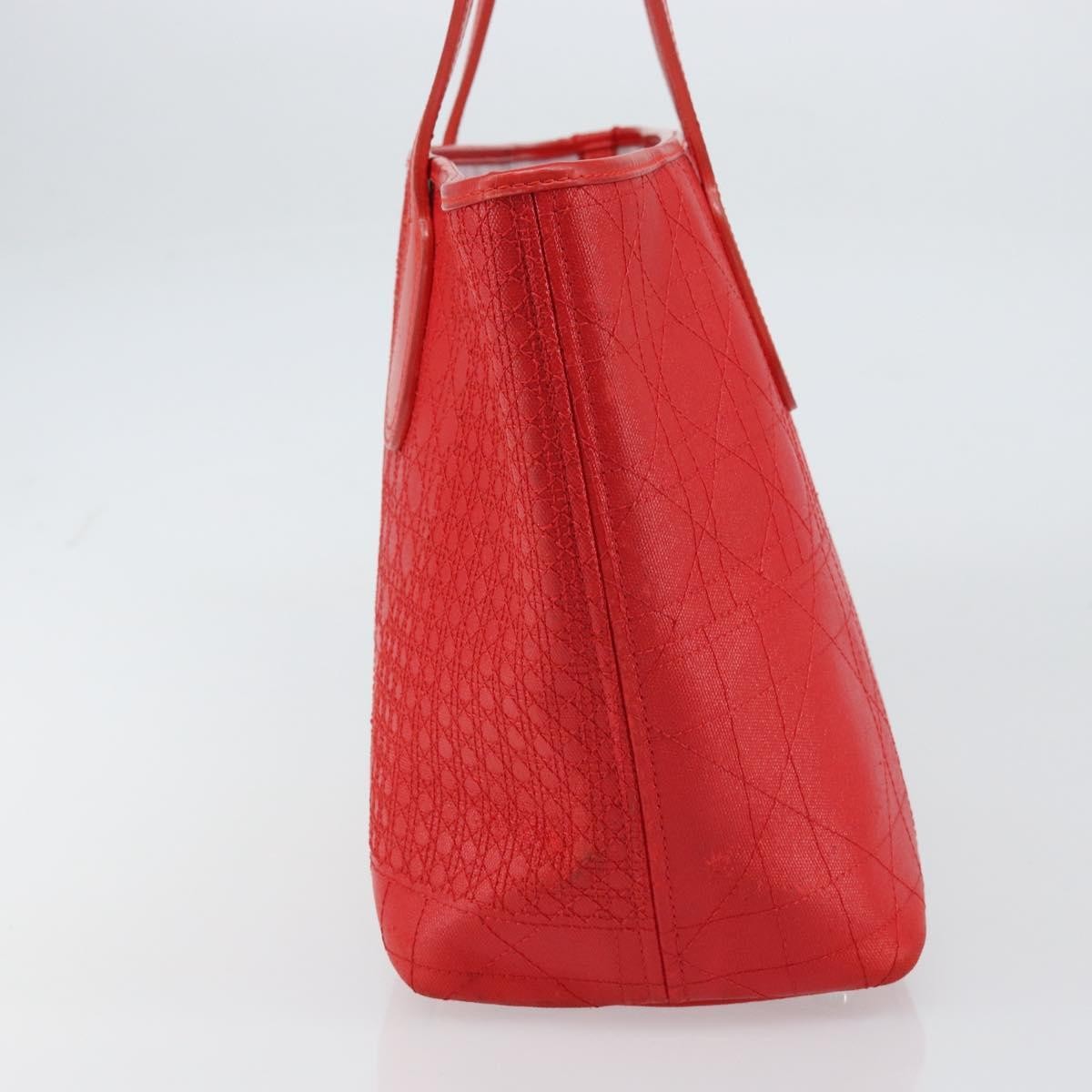 Dior Christian Dior Panarea Tote Printed Cannage Quilt Canvas Small Rood