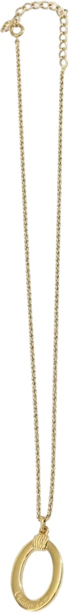 Dior Christian Dior Vintage Logo Round Pendant Necklace Metal Goud