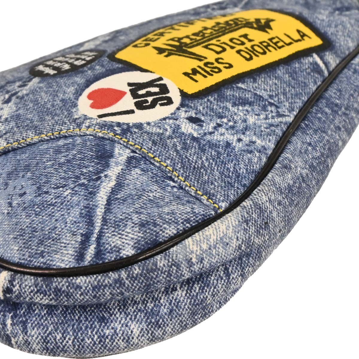 Dior Christian Dior Vintage Saddle Bag Printed Denim Mini Blauw