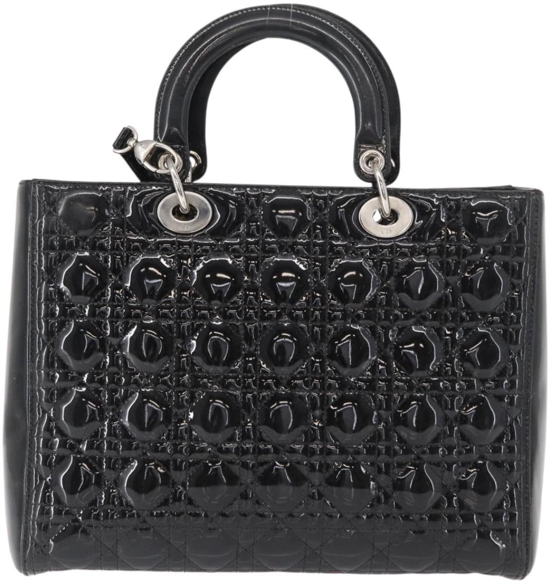 Dior Christian Dior Lady Dior Bag Cannage Quilt Patent Medium Geel