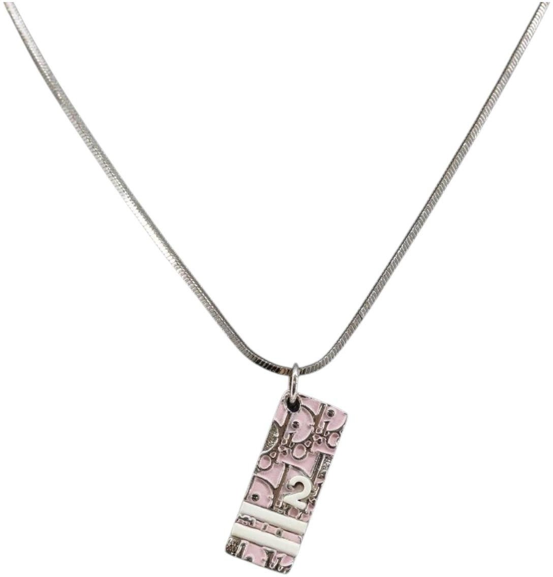 Dior Christian Dior Trotter Pendant Necklace Metal Zilver