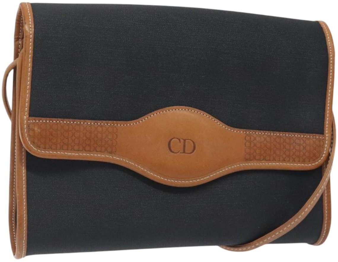 Dior Christian Dior Vintage CD Flap Canvas Zwart