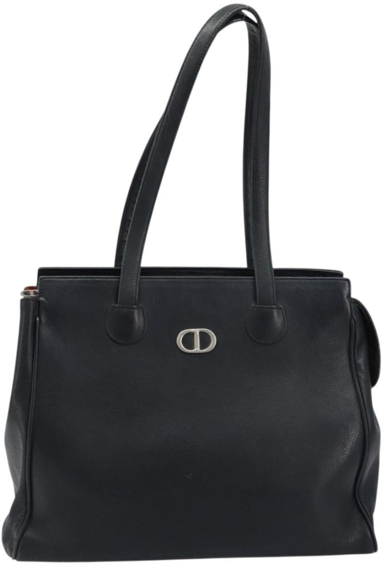 Dior Christian Dior Vintage CD Handle Tote Leather Zwart