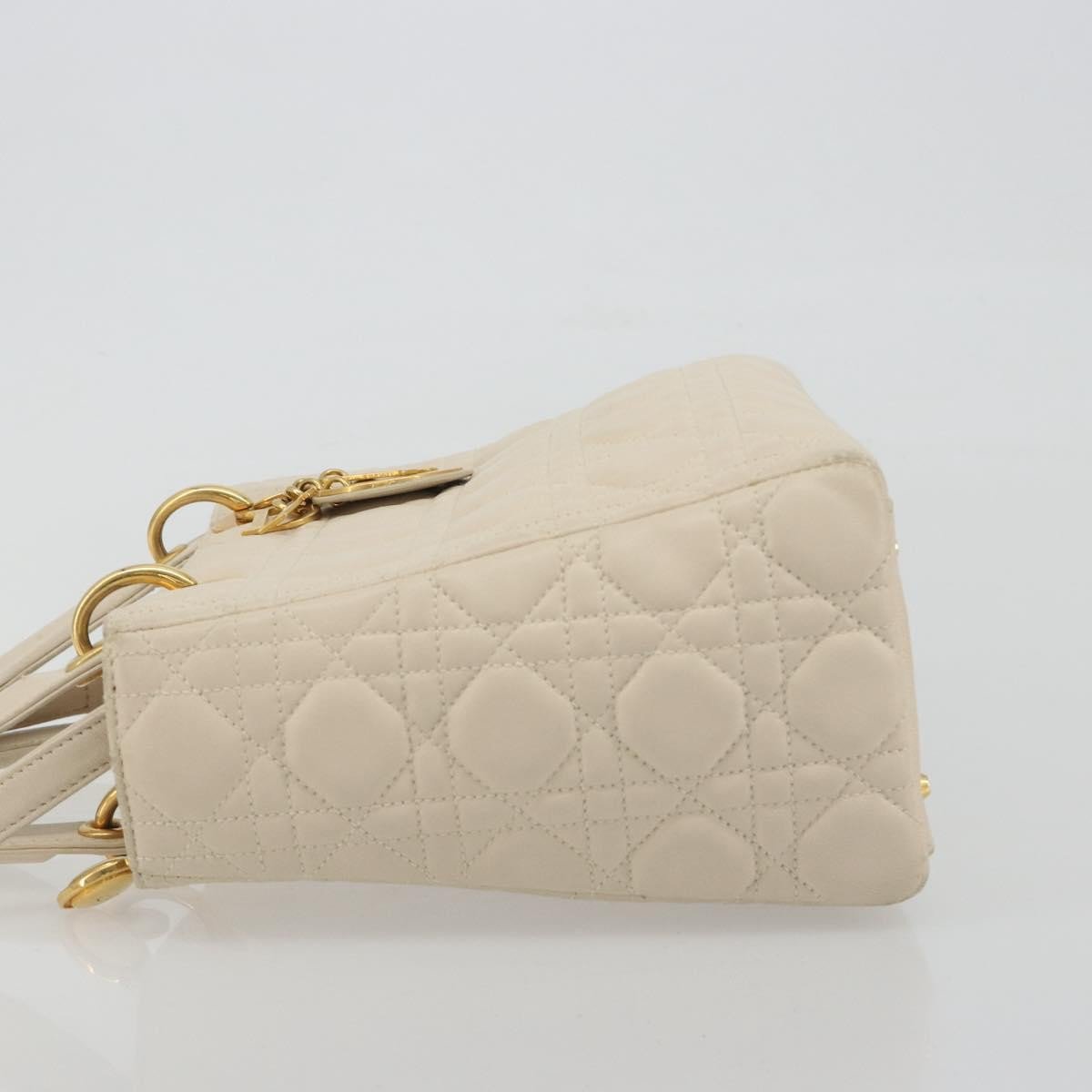 Dior Christian Dior Lady Dior Cannage Quilt Lambskin East West Wit