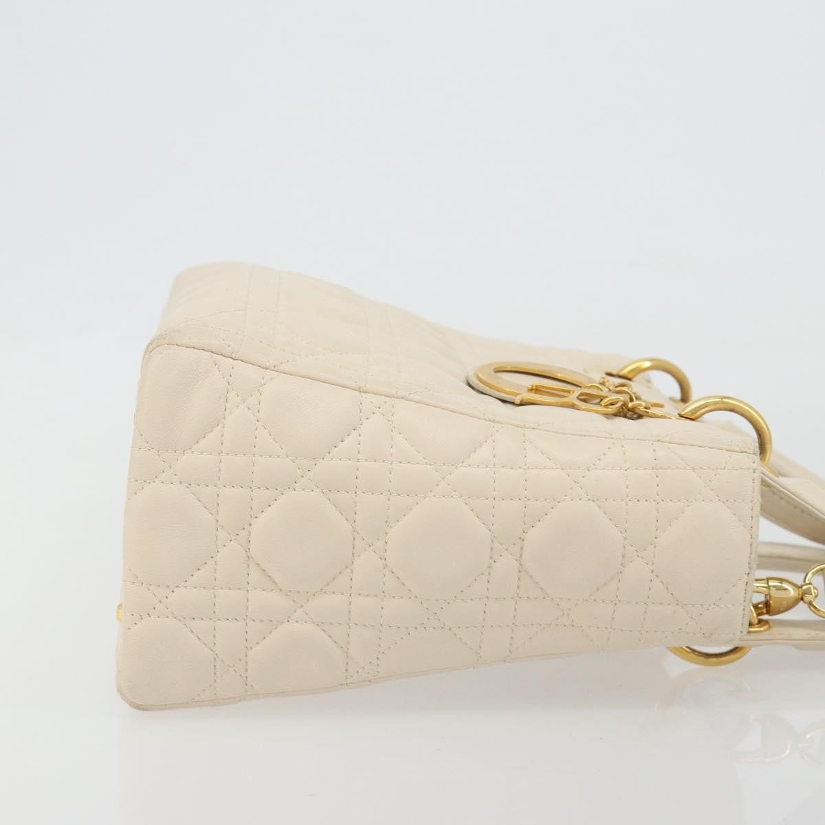 Dior Christian Dior Lady Dior Cannage Quilt Lambskin East West Wit