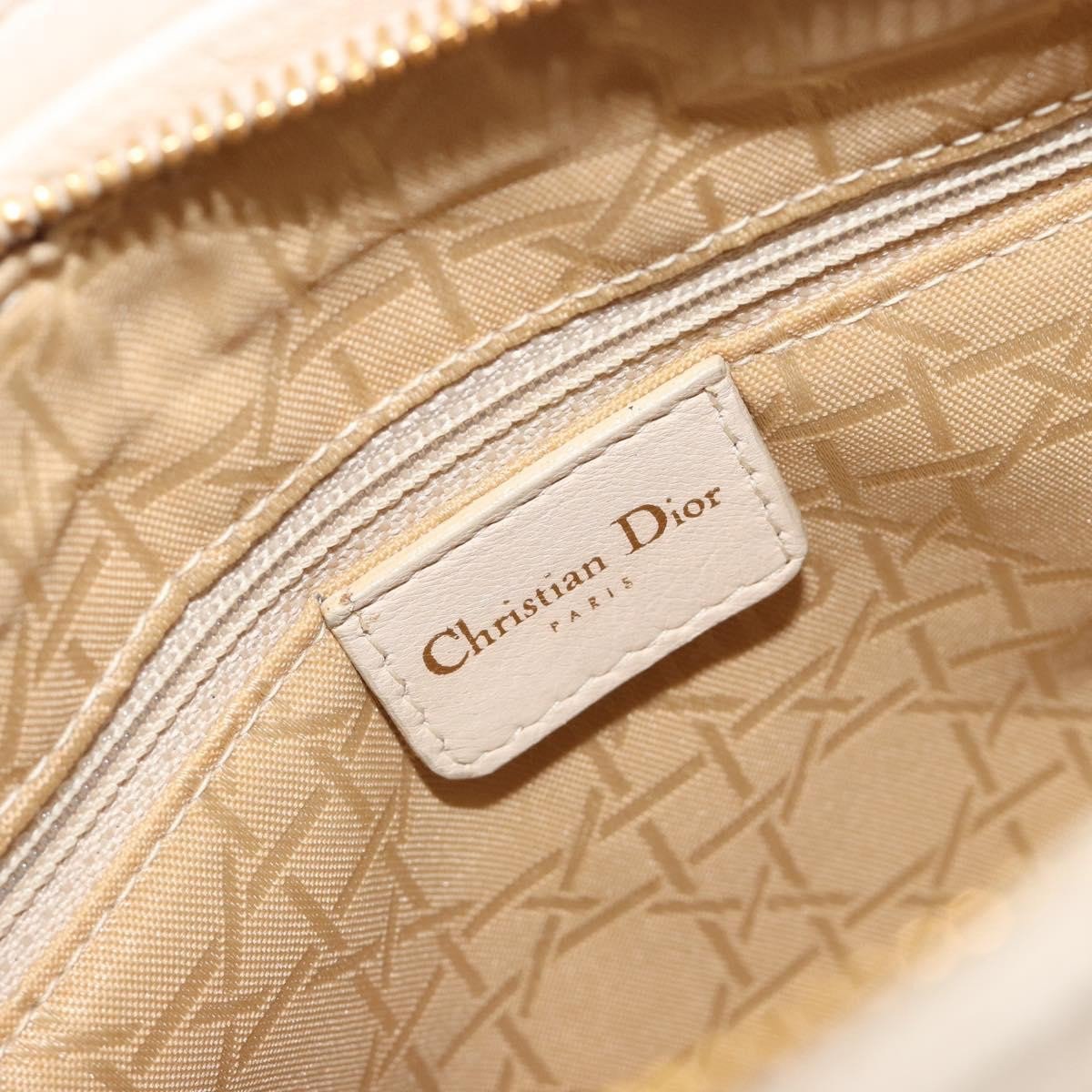 Dior Christian Dior Lady Dior Cannage Quilt Lambskin East West Wit
