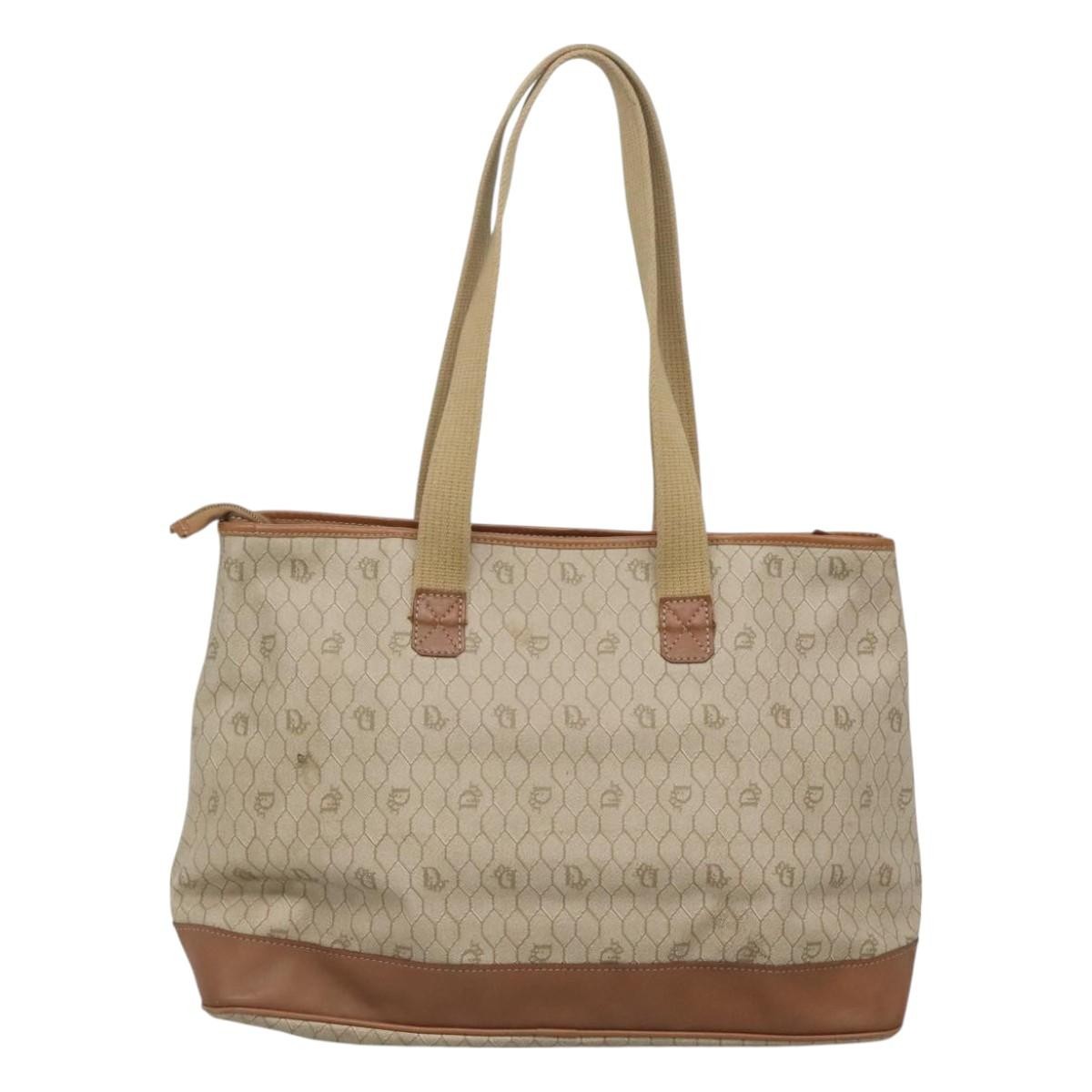 Dior Christian Dior Front Pocket Convertible Tote Canvas Beige