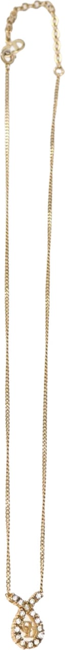 Dior Christian Dior CD Pendant Necklace Metal and Crystals Goud