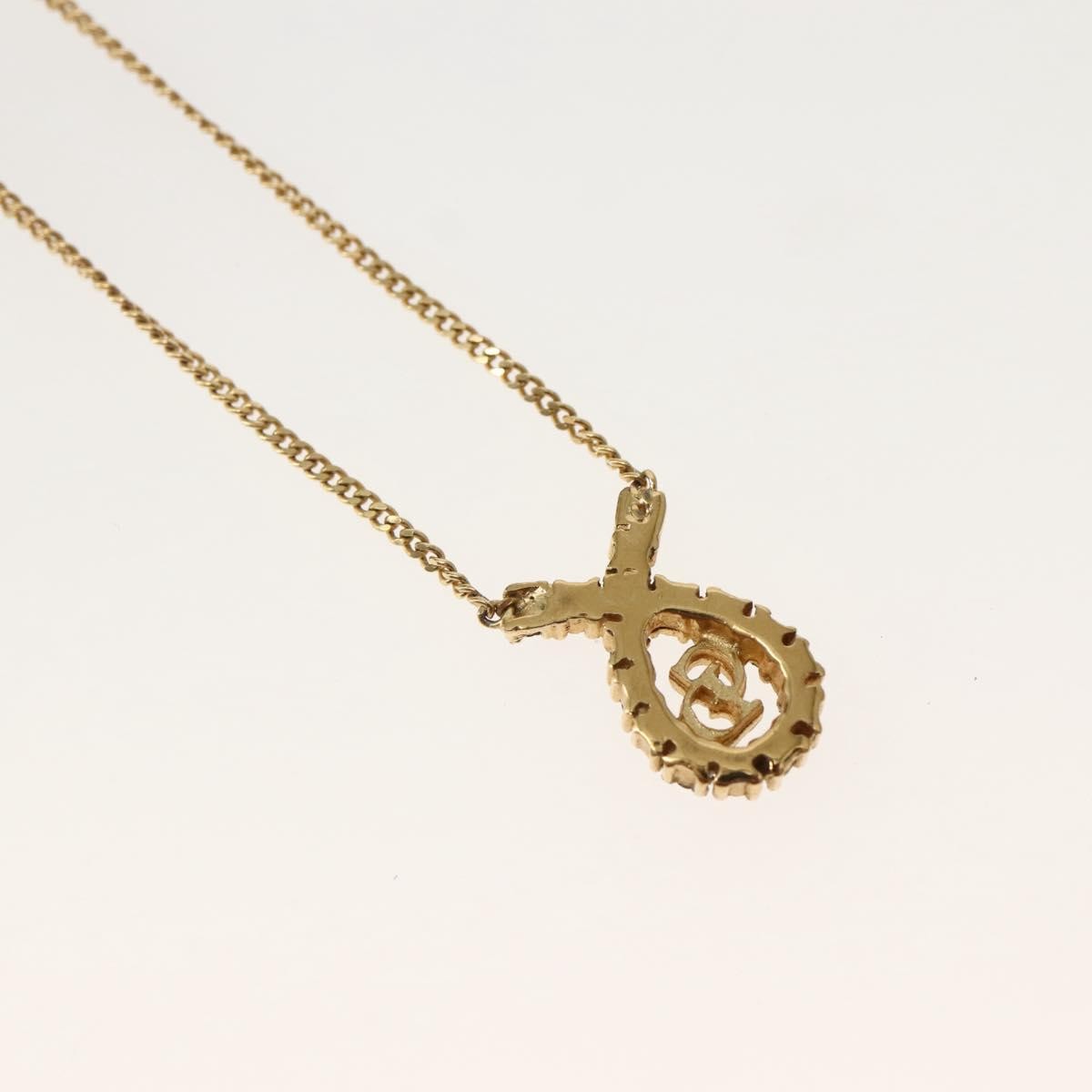 Dior Christian Dior CD Pendant Necklace Metal and Crystals Goud