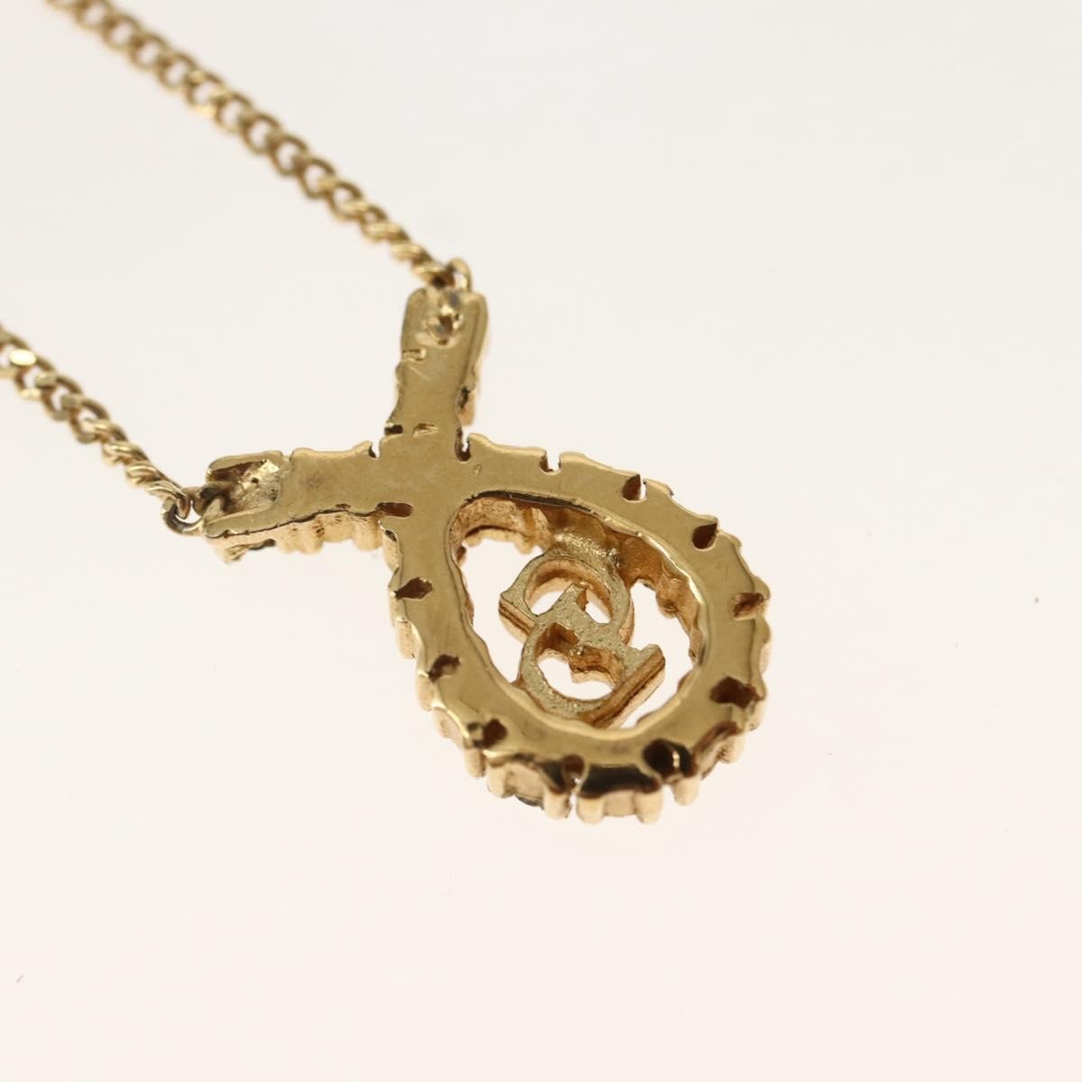 Dior Christian Dior CD Pendant Necklace Metal and Crystals Goud