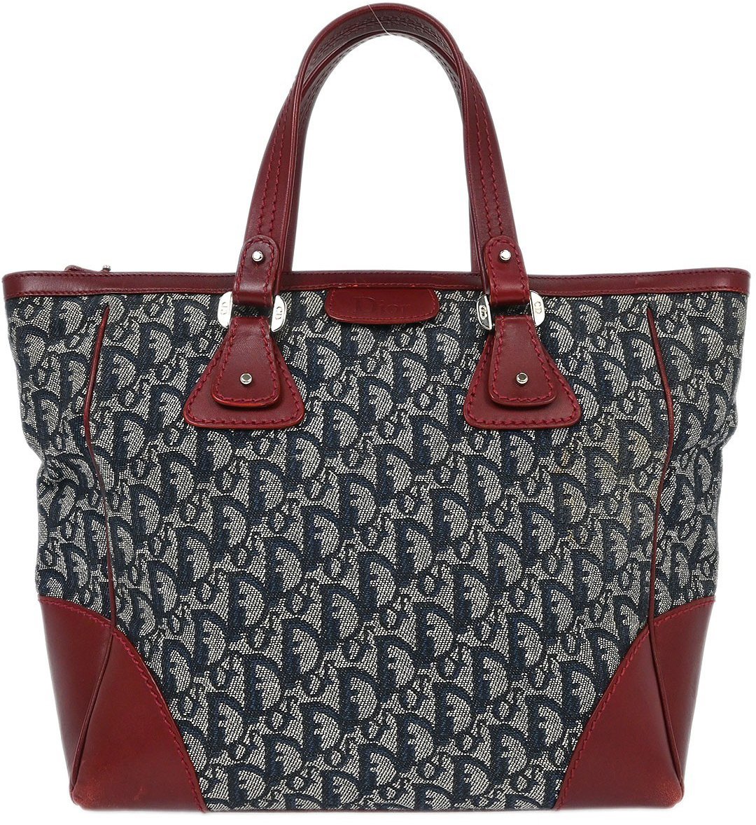 Dior Christian Dior Vintage Trotter Zip Tote Diorissimo Canvas Medium Navy