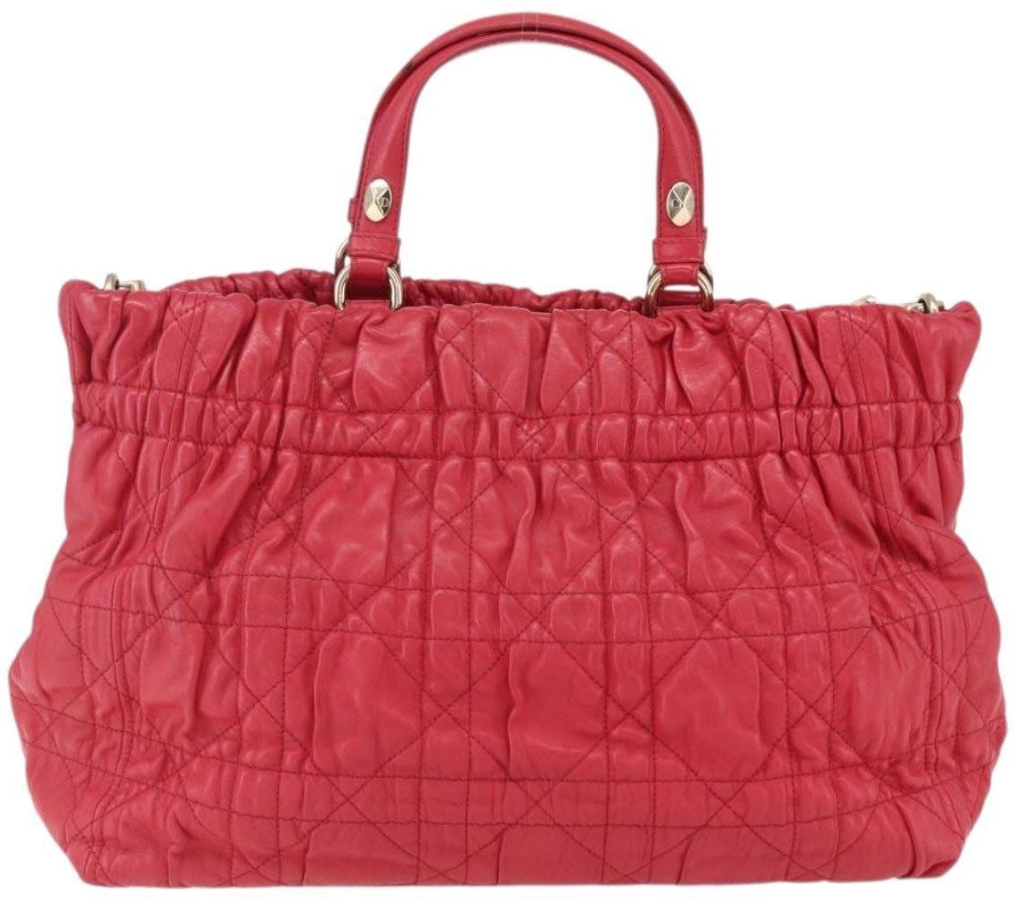 Dior Christian Dior Delices Tote Cannage Quilt Leather Medium Rood