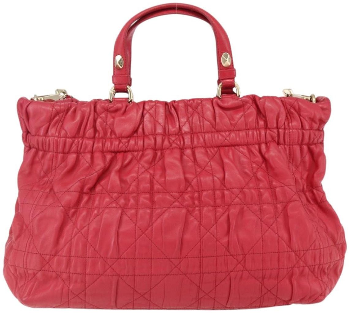 Dior Christian Dior Delices Tote Cannage Quilt Leather Medium Rood