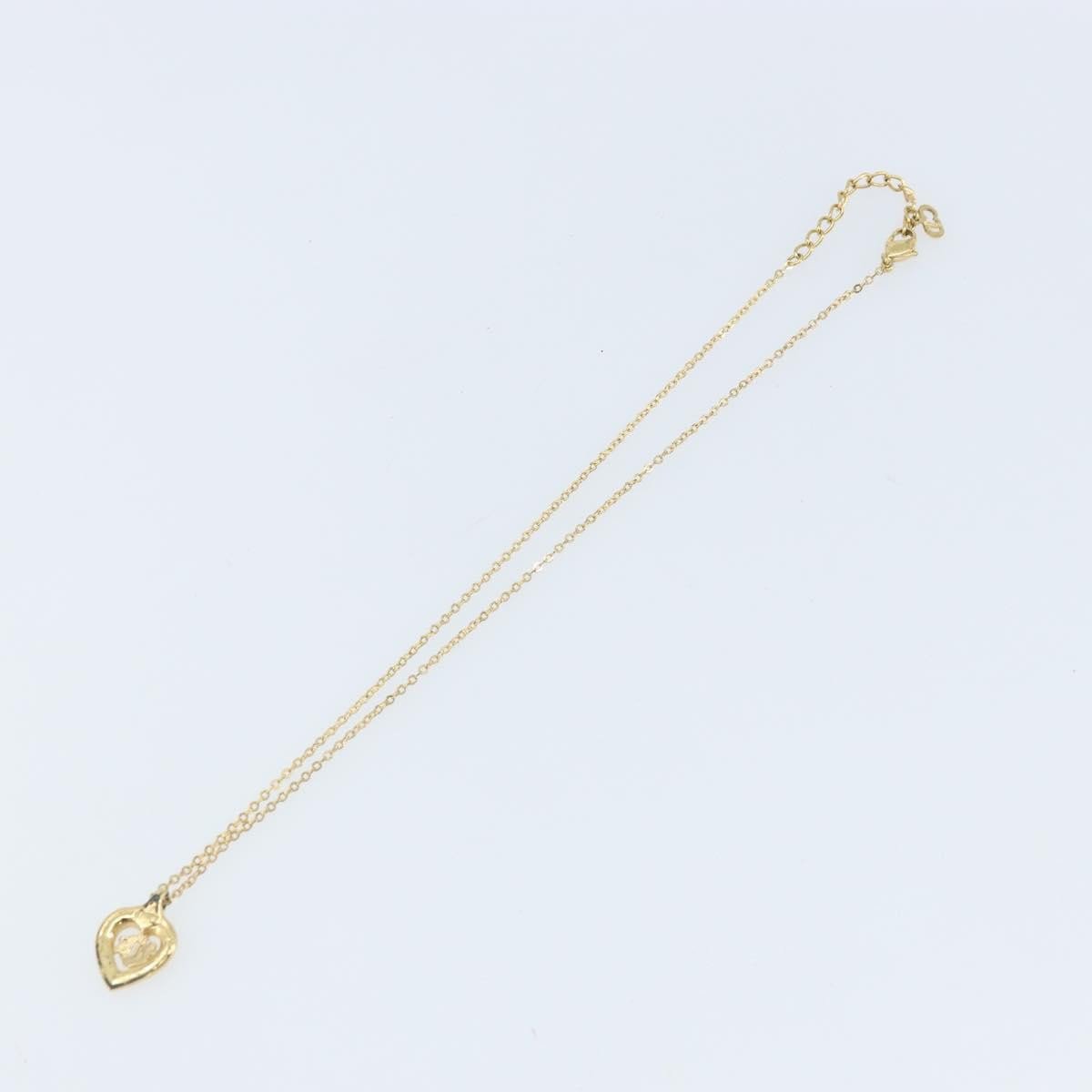 Dior Christian Dior CD Heart Necklace Metal with Rhinestone Goud