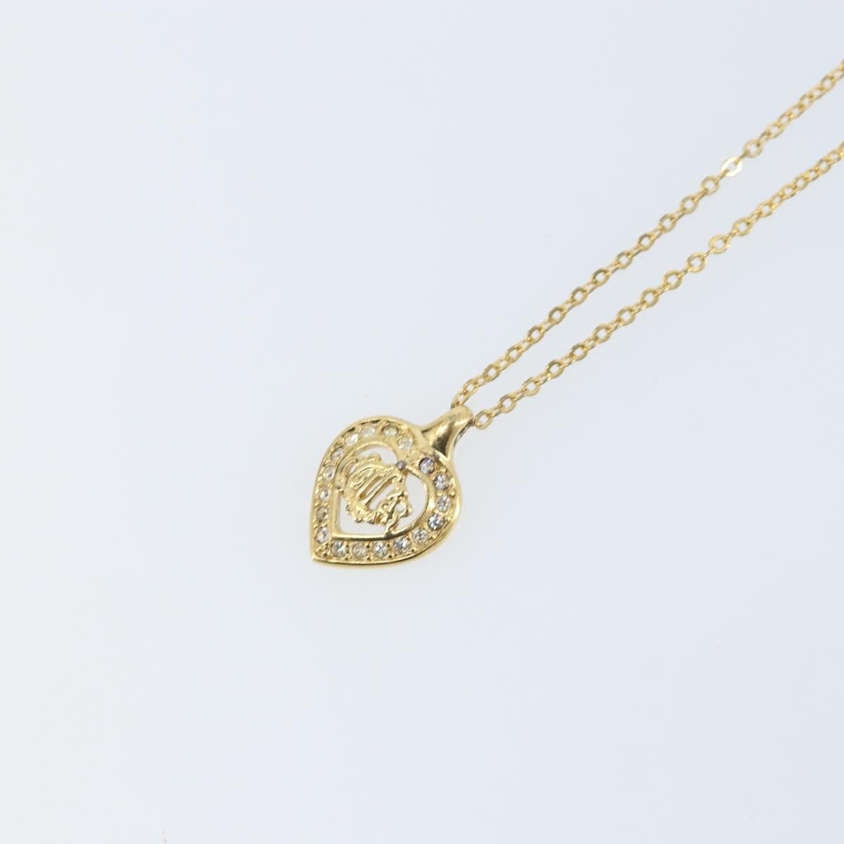 Dior Christian Dior CD Heart Necklace Metal with Rhinestone Goud