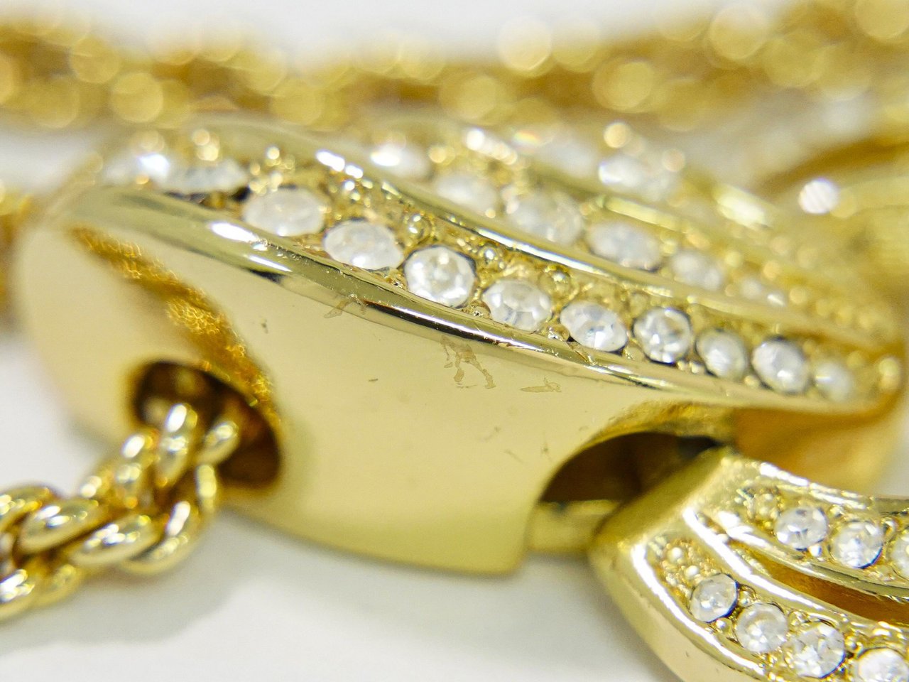 Dior Christian Dior Vintage Collar Necklace Metal with Crystals Goud