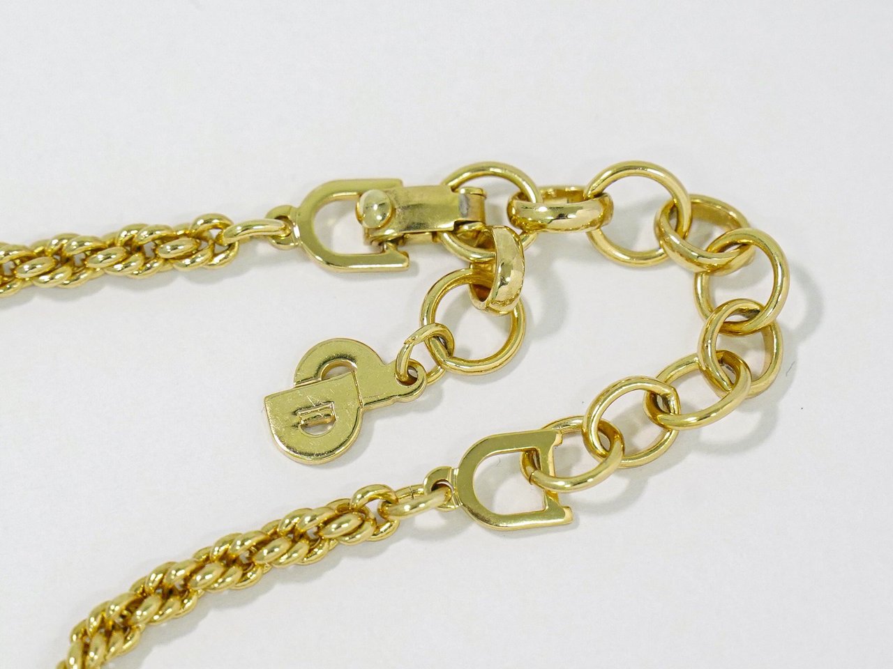 Dior Christian Dior Vintage Collar Necklace Metal with Crystals Goud