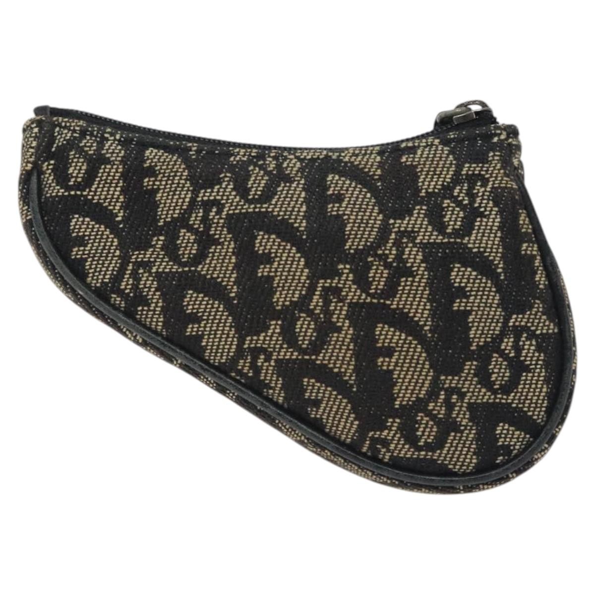 Dior Christian Dior Saddle coin purse Trotter canvas Zwart