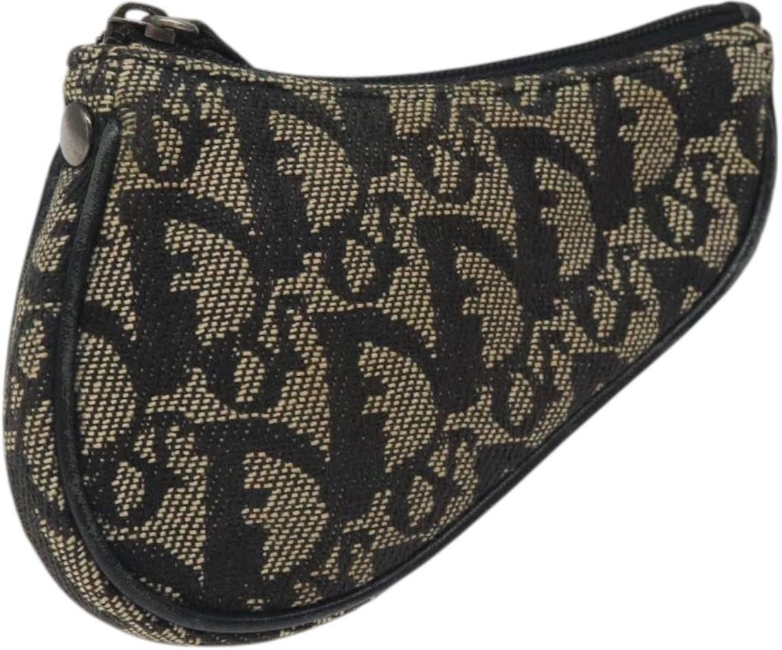 Dior Christian Dior Saddle coin purse Trotter canvas Zwart