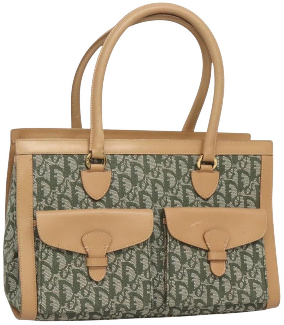 Dior Christian Dior Vintage Trotter Double Pocket Tote Diorissimo Canvas Large Divers