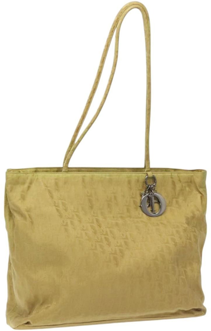Dior Christian Dior Vintage Trotter Open Tote Diorissimo Canvas Tall Geel