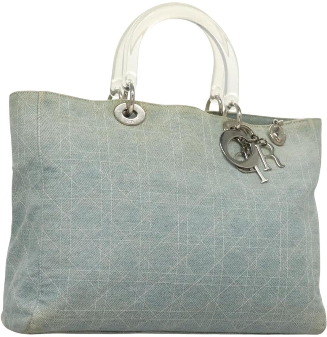 Dior Christian Dior Vintage Lady Dior Bag Cannage Quilt Denim Large Blauw