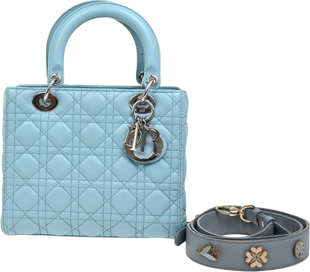 Dior Christian Dior Lady Dior Bag Leather Mini Blauw