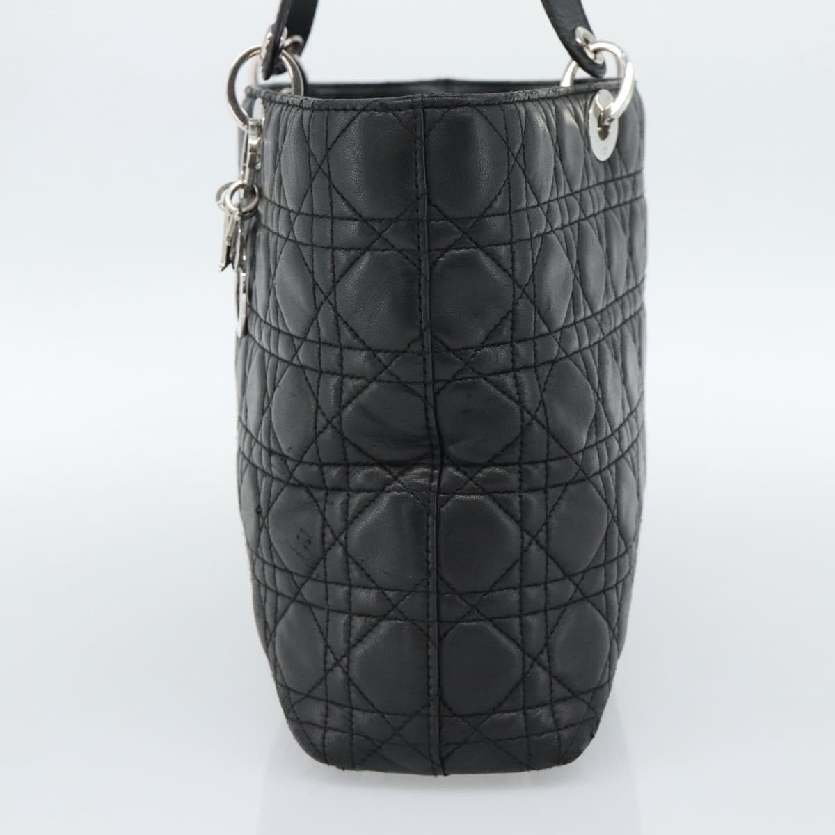 Dior Christian Dior Vintage Lady Dior Tote Cannage Quilt Lambskin Large Zwart