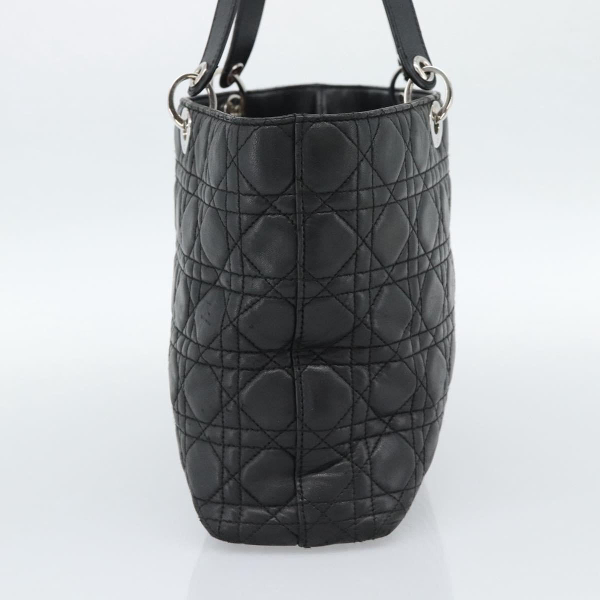 Dior Christian Dior Vintage Lady Dior Tote Cannage Quilt Lambskin Large Zwart