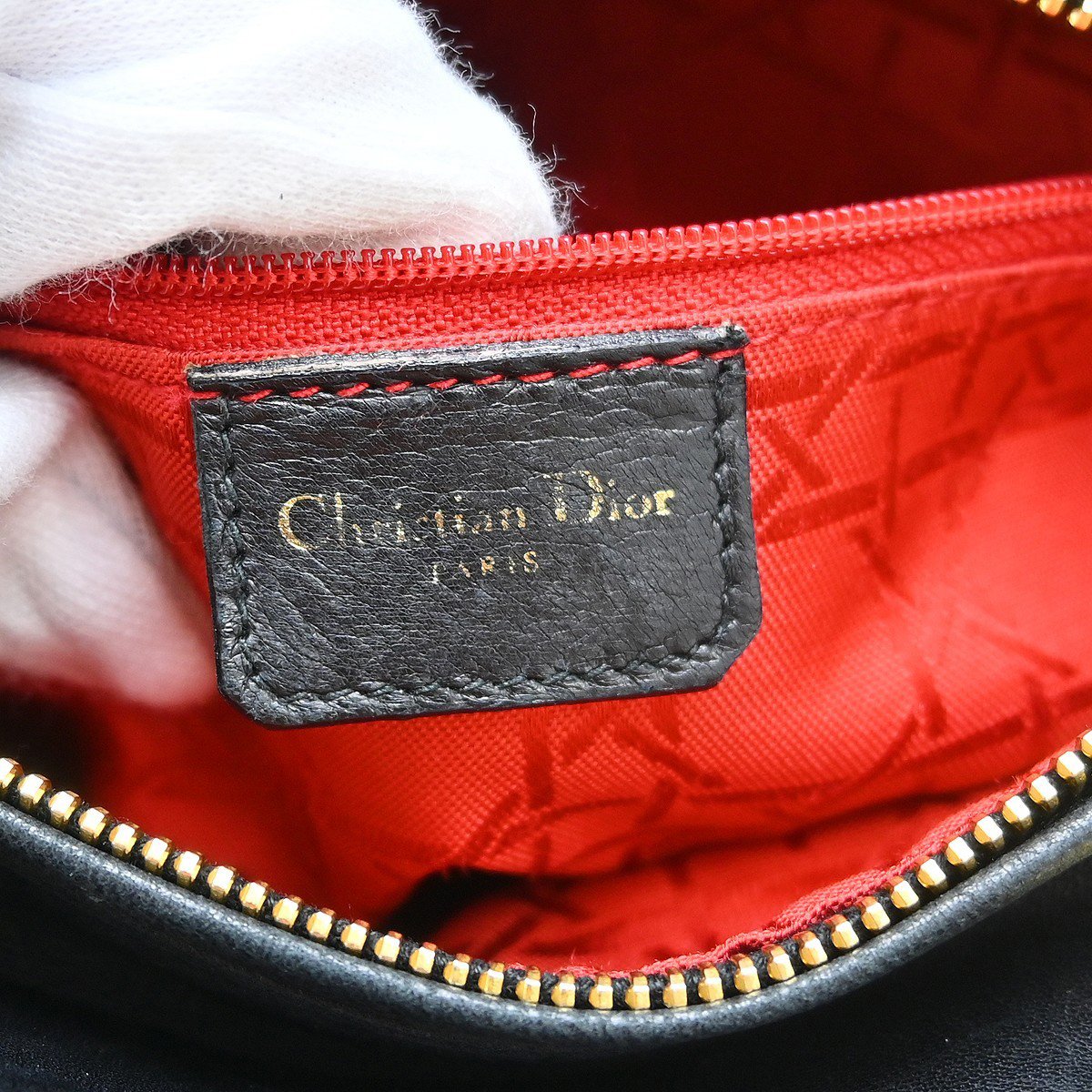 Dior Christian Dior Lady Dior Cannage Quilt Lambskin Mini Zwart