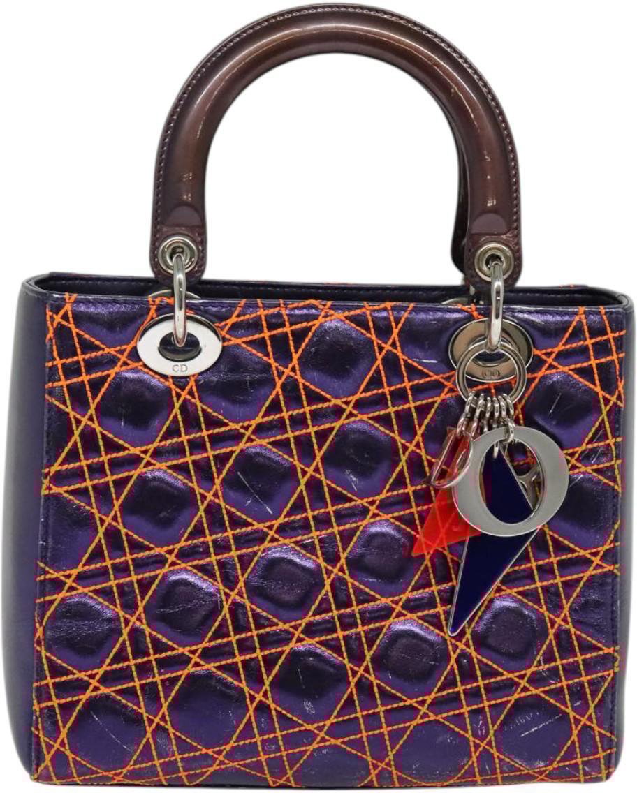 Dior Christian Dior Lady Dior Bag Anselm Reyle Cannage Quilt Leather Medium Paars
