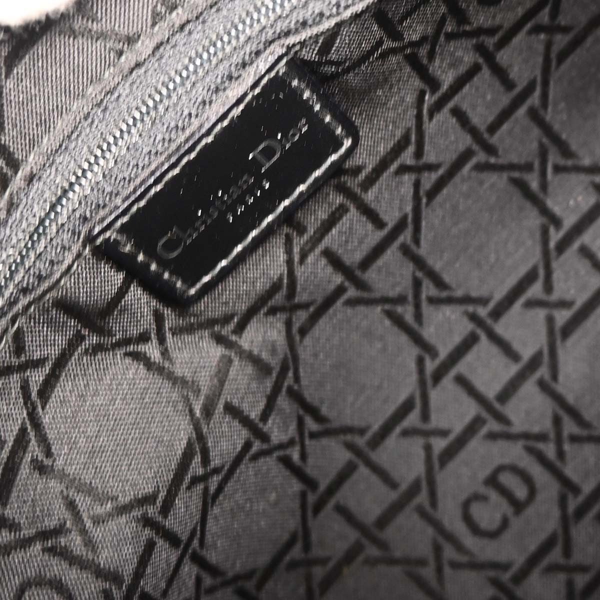 Dior Christian Dior Vintage Lady Dior Bag Houndstooth Canvas Medium Zwart